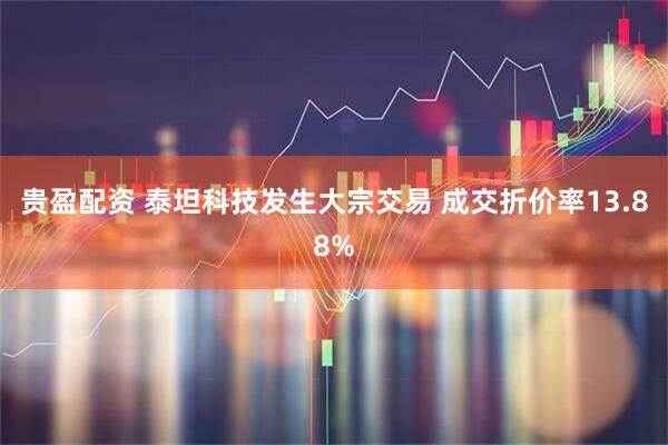 贵盈配资 泰坦科技发生大宗交易 成交折价率13.88%