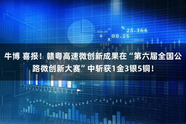 牛博 喜报！赣粤高速微创新成果在“第六届全国公路微创新大赛”中斩获1金3银5铜！